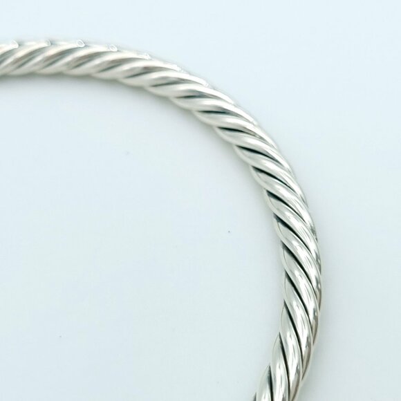 David Yurman Sterling Silver & 14k Gold 4mm Flex Black Onyx Cable Bracelet 7inch - Picture 9 of 10